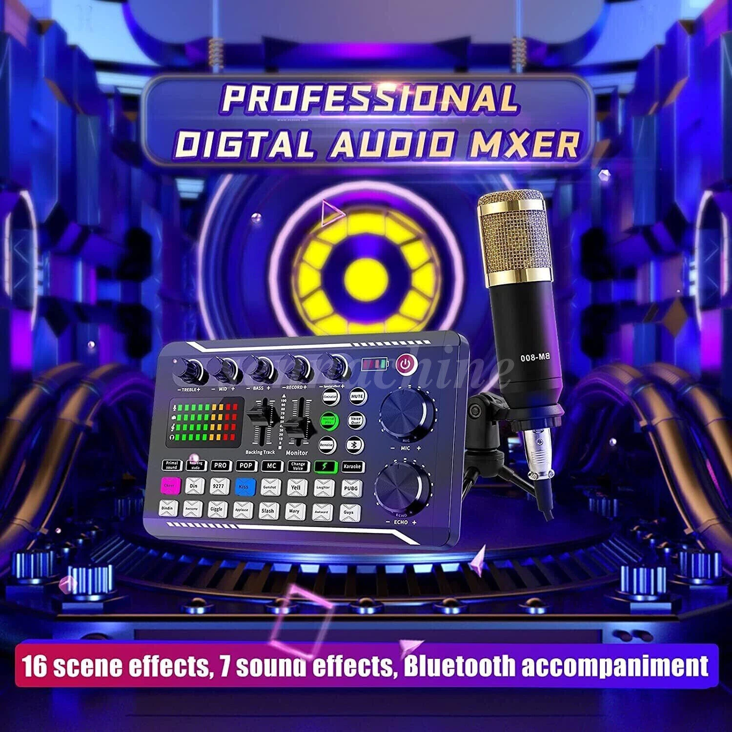 Studio Recording Kit Podcast Music Mixer Equipment Condenser Microphone BM-800