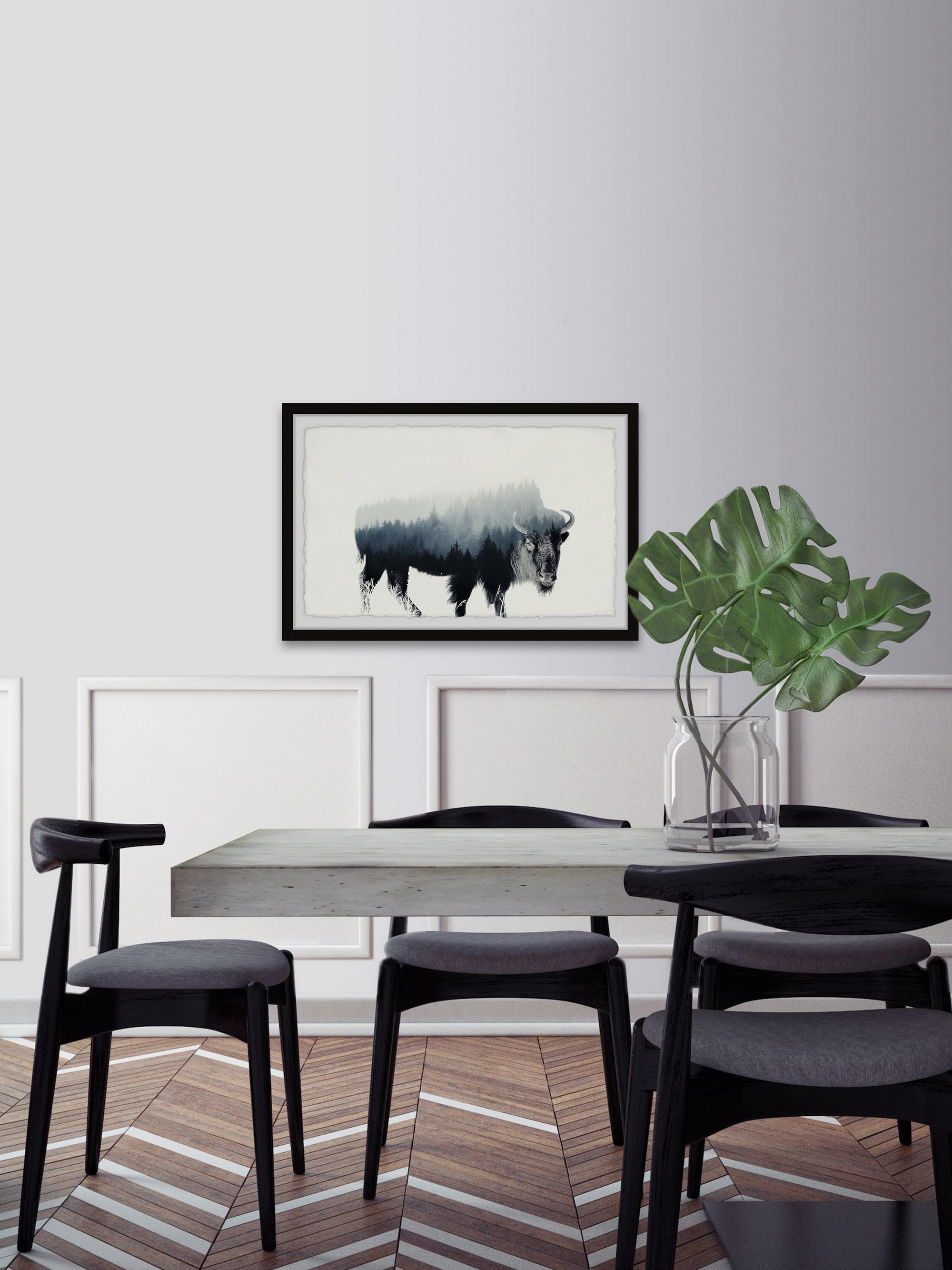 Marmont Hill Ox Silhouette Framed Wall Art, 8" x 12"
