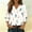 A283 White, variant on Blouse for Women V Neck Button Down Shirt Pastel Feather Print Three Quarter Sleeve Smocked Cuffs Relaxed Fit Casual Office Workwear Fashion Top