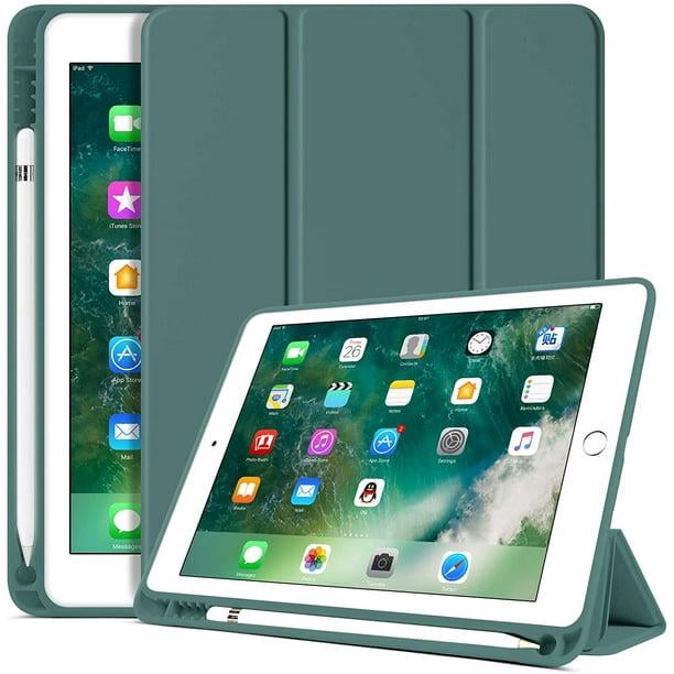 Funda para iPad de sexta generación, funda para iPad de quinta generación con portalápices, funda protectora para tableta con función atril, función de encendido y apagado automático