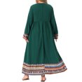 thumbnail image 3 of Agnes Orinda Women's Plus Size Boho Maxi Dress Metallic Tassel Long Sleeve Crew Neck Geometric Print Flowy Tiered Holiday Beach A-Line Dresses 1X Dark Green, 3 of 6