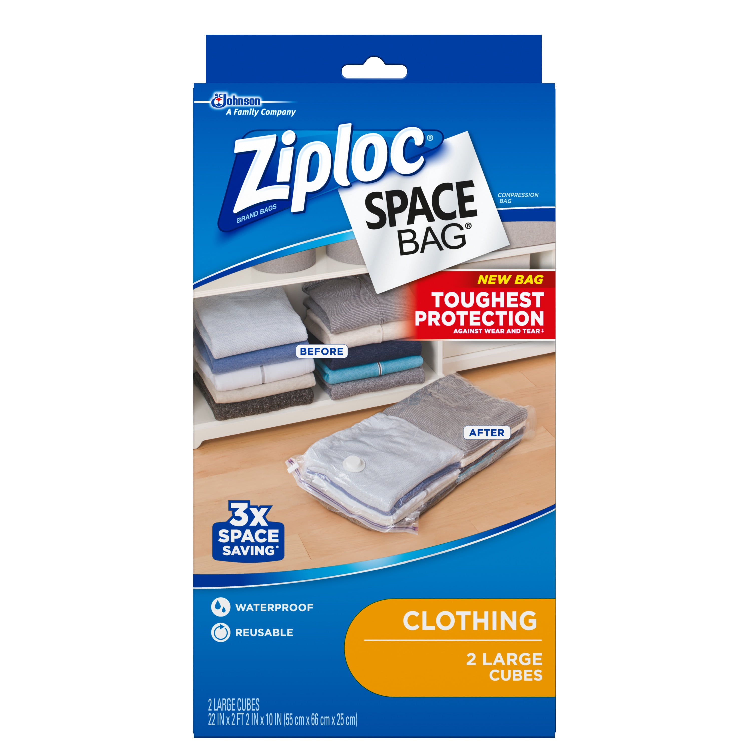 Ziploc Space Bag, Large Cube, 2 Count