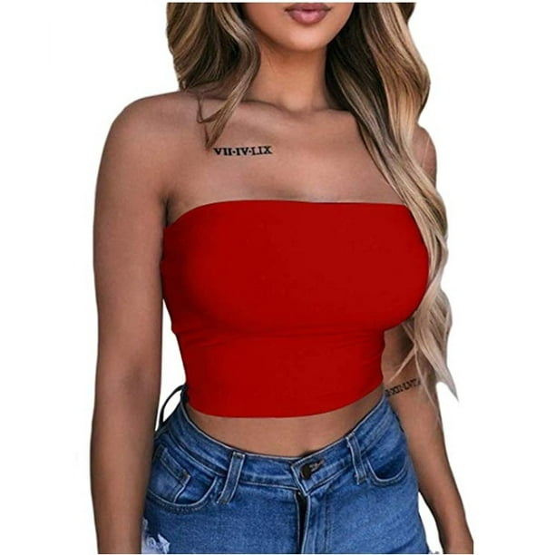 Buy RED CUT-OUT MIDI BANDEAU DRESS for Women Online in India