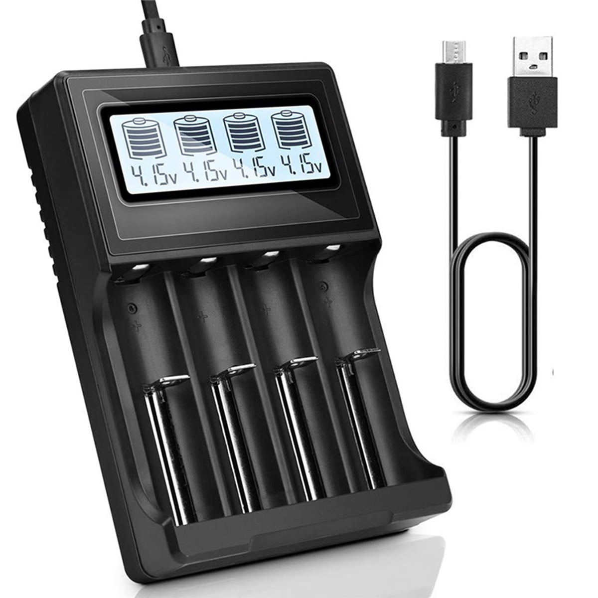 4 Slots LCD Akku Ladegerät mit USB Kable für 18650 14500 Lithium Nimh Batterie 