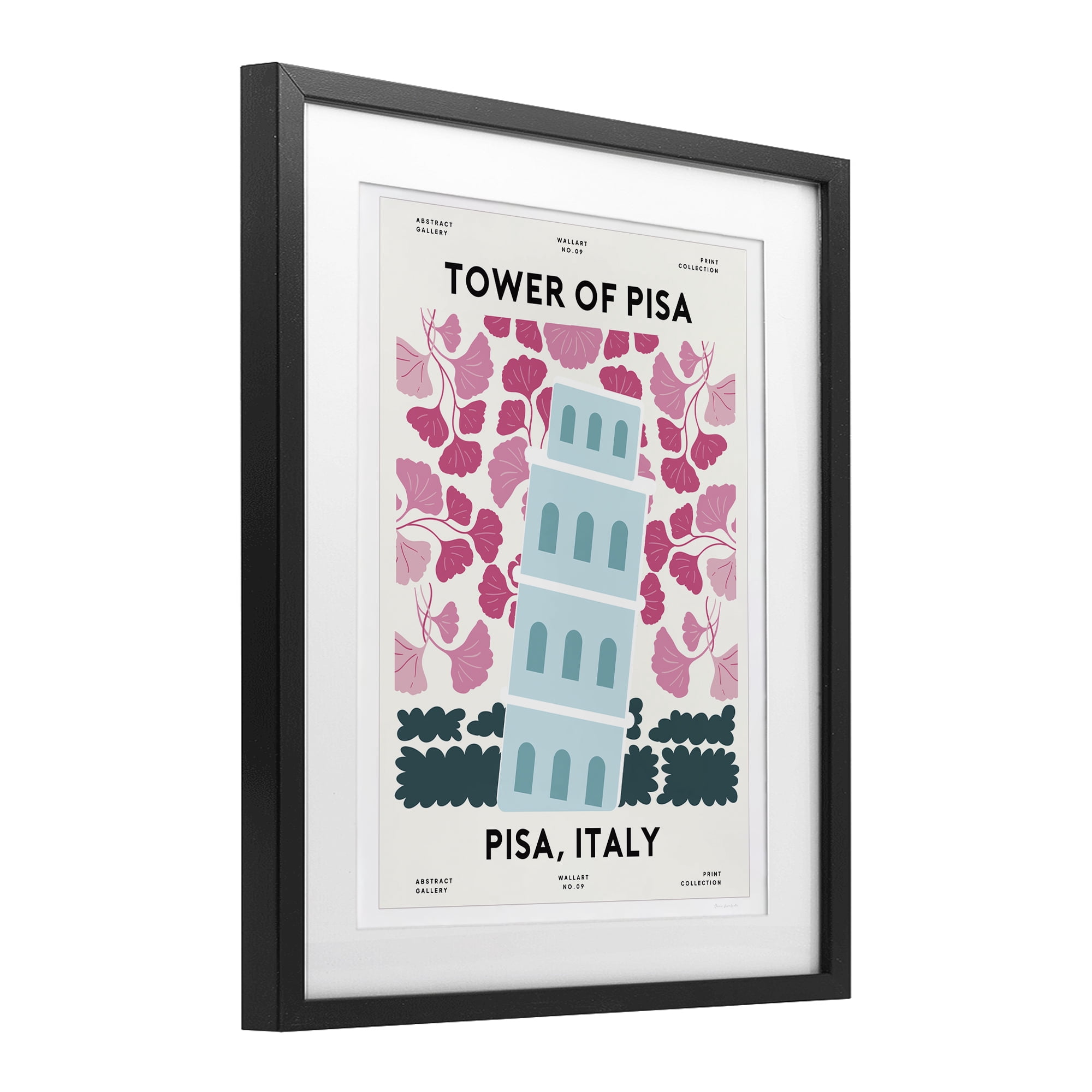 Stupell Industries Pastel Groovy Tower of Pisa Black Framed Print Under Glass, design by Omar Escalante