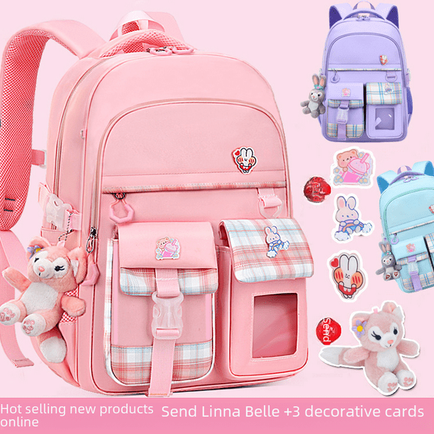Mochila Escolar para Niñas, Estudiantes De Primaria, Cuatro O Cinco Niñas, Reducción De La Carga De Tres A Seis, Protección De La Columna Vertebral, Niñas De Primer Grado, Niños De Defecación