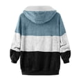 thumbnail image 3 of LEEYNEER Womens Fuzzy Fleece Jacket  Zip Up Plush Color Block Stitching Winter Jacket Coat  Warm Fleece Blanket Jackets for Women with Hood Outwear with Pockets Wine L, 3 of 4
