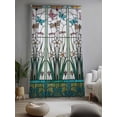 thumbnail image 2 of Sheer Curtains 84 Inches Long, Green Butterfly Flower Semi Sheer Curtains Light Filtering Window Treatment, Stained Glass Dragonfly Floral Plant Privacy Voile Drapes for Living Room 52x84 Inch, 2 of 7