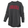 thumbnail image 2 of Women's Pressbox  Black Nebraska Huskers Melange Poncho Vintage Fleece Long Sleeve Pullover Sweatshirt, 2 of 3
