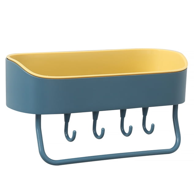 Billuyoard Estante de cocina para baño, estante de baño montado en la pared, soporte de almacenamiento, organizador de plástico para inodoro, toallero, Juegos de accesorios de baño Azul amarillo Billuyoard HA000469-03B