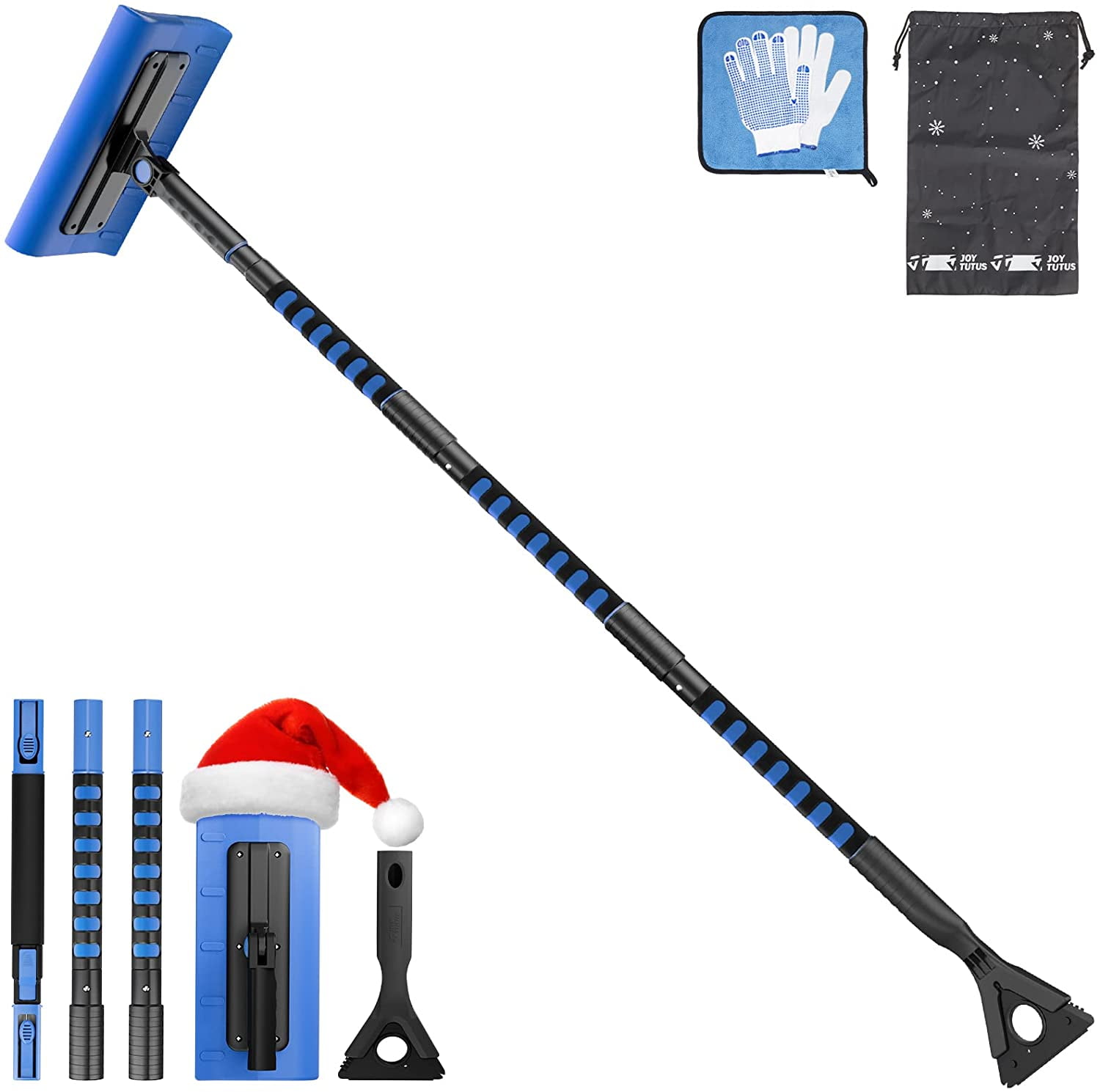 Snow Brush for Car Blue Ice Scraper for Car Windshield Extendable Snow Brush Remover with Foam Grip for Car Auto SUV Truck Windows 