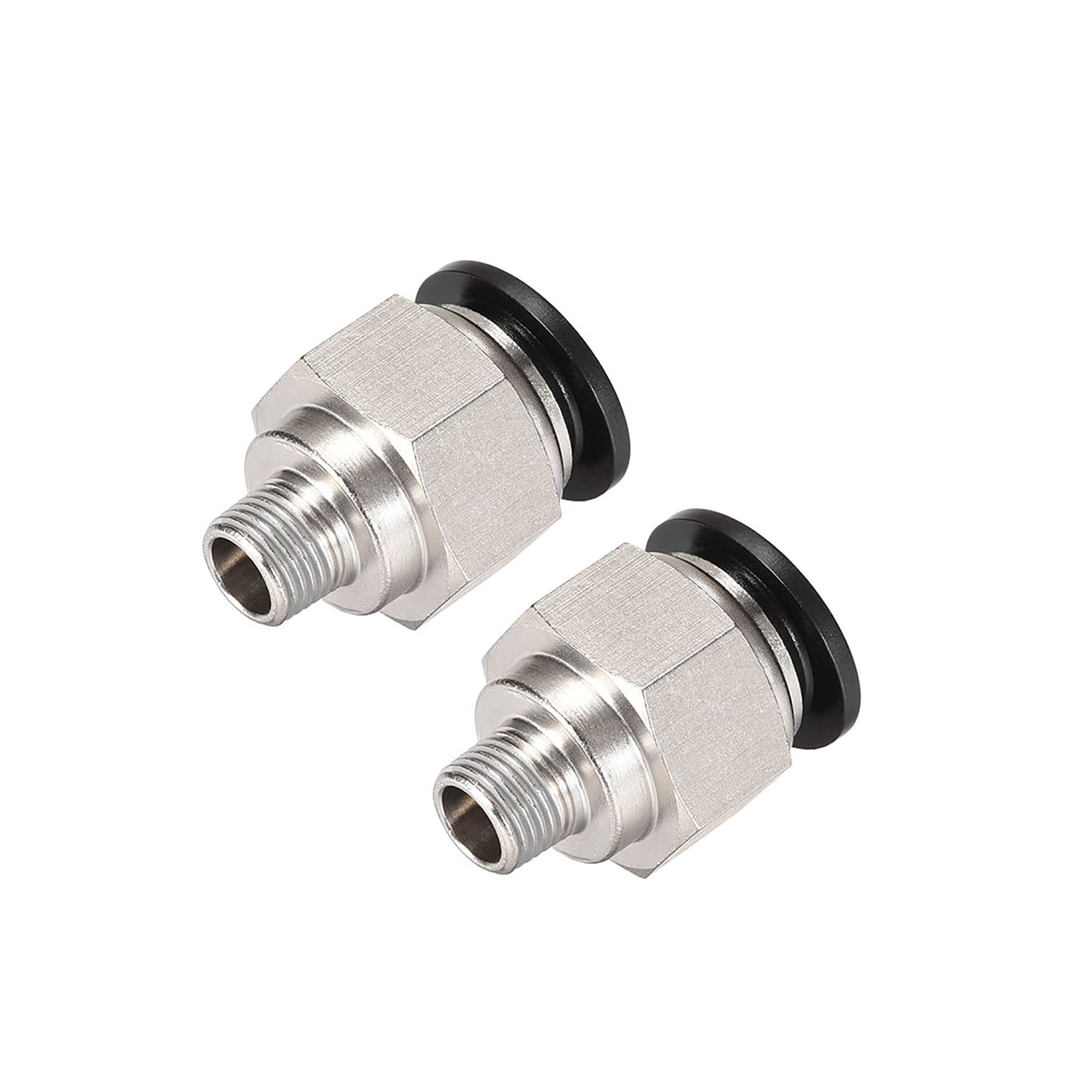 Straight Pneumatic Push to Quick Connect Fittings,1/8NPT Male x 12mm Tube OD Silver Tone 2pcs