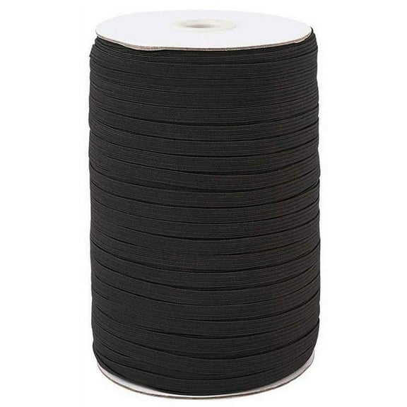140 Yards Length 6mm 1/4 Inches Width Flat Elastic Band Spandex Spool for DIY Material Handmake Sewing Craft Stretchable Braided Cord Rope Bungee Trim in Role Color Black