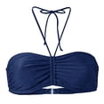 thumbnail image 2 of ¡Rebaja! Top de bikini Prolriy para mujer, de verano, con estampado de leopardo y estampado de leopardo, top de bikini bandeau, ropa de playa, sujetadores de baño para mujer, azul, talla L, 2 of 3