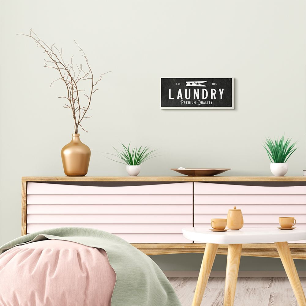 Stupell Industries Vintage Laundry Black And White Textured Word Design Wall Plaque Art by Gigi Louise