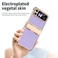 thumbnail image 4 of ELEHOLD Plating Leather Case for Samsung Galaxy Z Flip 3, Glitter Rhinestone Full Body Hinge Protection Non-Slip Shockproof Case for Samsung Galaxy Z Flip 3,Purple, 4 of 7