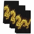 thumbnail image 2 of Dragon Flames Kitchen Towels Set of 3, Yellow Dragons Abstract Modern Art Absorbent Dish Towels for Kitchen, Microfiber Hand Towel, Quick Drying Tea Towel for Cleaning Decorative Dishcloths, 2 of 7