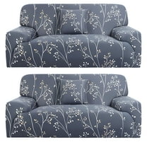 AUQ Stretch Spandex Sofa Removable Slipcover 4 Seater Blue Gray Branches,X-Large Couch Cover,Sofa Slipcovers
