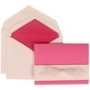 JAM Paper Wedding Invitation Set, Large, 5 1/2 x 7 3/4, Pink Card with Pink Lined Envelope and Pink and White Bow Set, 50/pack