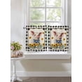 thumbnail image 4 of Pig Sunflowers 2 Panel Kitchen Curtains for Small Windows, Yellow Floral Black White Checkered Rustic Bathroom Tier Curtain, Short Window Treatment for Bedroom/Living Room 55"x24", 4 of 6