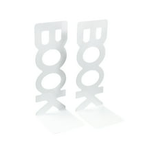 Blasgw Metal Bookends for Shelves - Heavy Duty Book Ends, Desktop Book Stand for Office, Decorative Book Supports for Books, Magazines, Files Sturdy Stylish White