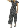 thumbnail image 4 of Franhais Women Short Sleeve Jumpsuit with Flower Pattern, Wide-Legged Version V Neck Summer Clothing, 4 of 6