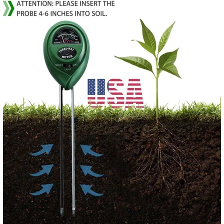 PURELY- 3 In 1 Digital Ph Tester Sunlight Soil Moisture Meter Detector Plant Garden Us