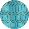 thumbnail image 1 of Ahgly Company Machine Washable Indoor Square Transitional Bright Turquoise Blue Area Rugs, 3' Square, 1 of 7