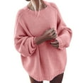 thumbnail image 1 of Aocisk Chandail Tricoté Ample d'Hiver à Col Rond et Épaules Tombantes pour Femmes Rouge Melon D\'eau TTG, 1 of 5