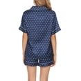 thumbnail image 3 of INSPIRE CHIC Women's Satin Pajama Sets Button Down Shirt and Shorts 2 Pcs Floral Loungewear XL Deep Blue, 3 of 5