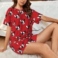 thumbnail image 4 of Sikiie Bulldog Red Womens Pajama Sets Short Sleeve Top With Pants Sleepwear 2 Piece Lounge SetXX-Large, 4 of 6