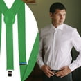 thumbnail image 3 of Green Clip on Suspender Elastic Y Shape Adjustable Brace for Men Women Clothing St Patricks Fashion Accessories Cosplay Show Wedding Birthday Outfit Party Costume Gift Supplies - 1 count, 3 of 7
