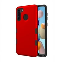 Samsung Galaxy A21 Phone Case Stylish Dual Layer Hard Back & TPU Rubber Silicone Full Body Protective Hybrid Armor Heavy Duty Grip Bumper Sturdy Shockproof Cover [RED] for Samsung Galaxy A21 [2020]