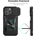 thumbnail image 2 of for iPhone 14 Pro Case with Slide Camera Cover Drop Tested Military Grade Heavy Duty Protective Durable Sturdy Rotate Ring Kickstand Phone Case for iPhone 14 Pro(Black), 2 of 14