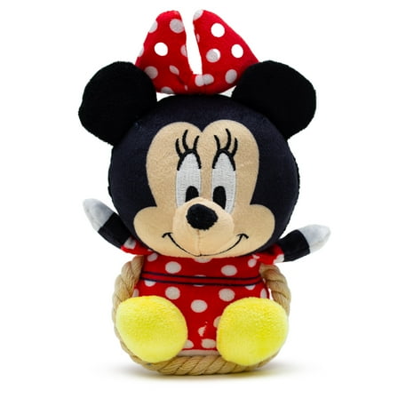 Disney Dog Toy, Minnie Mouse Chibi Sitting Pose Pet Toy, Plush with Rope
