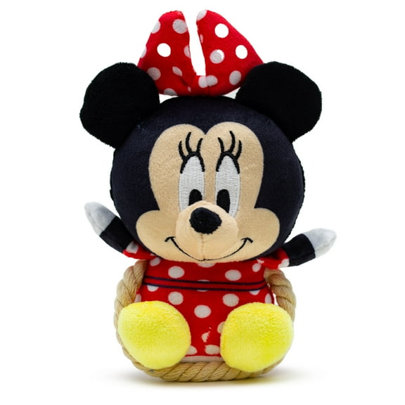 Disney Dog Toy, Minnie Mouse Chibi Sitting Pose Pet Toy, Plush with Rope