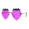 thumbnail image 6 of Womens Funky Strawberry Heart Shape Rimless Lolita Metal Frame Sunglasses Gold - Purple, 6 of 8