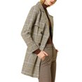 thumbnail image 4 of INSPIRE CHIC Women's Notched Lapel Raglan Long Sleeves Houndstooth Trenchcoat M Brown, 4 of 7