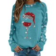 thumbnail image 2 of MPWEGNP Chandails de Noël pour Femmes Col Rond Imprimé Verre de Vin Rouge Chandail Léger Coupe Ample Blouse Hauts Bleu Ciel TG, 2 of 5