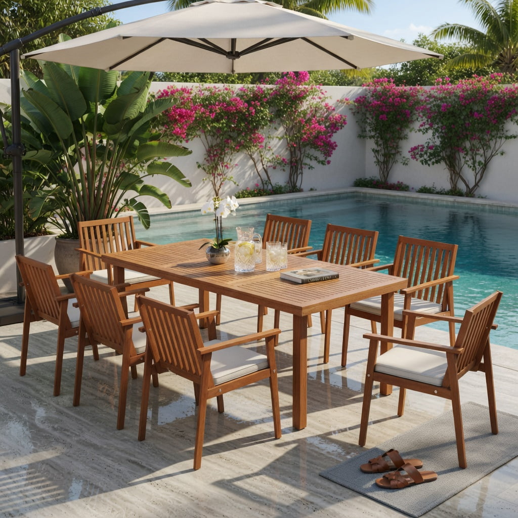 Hommoo 2-Pack Outdoor Dining Chairs, Acacia Wood Patio Chairs with Removable Zippered Cushions, Ideal for Backyard, Porch & Deck, White