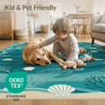 thumbnail image 4 of ODIKA 8'x10' Washable Area Rug Dolphin Ocean Teal Creatures Swimming Theme Themed Decorative for King Size Bedroom Under Bed, Master Suite, Non-Shedding, Easy Care, 4 of 7