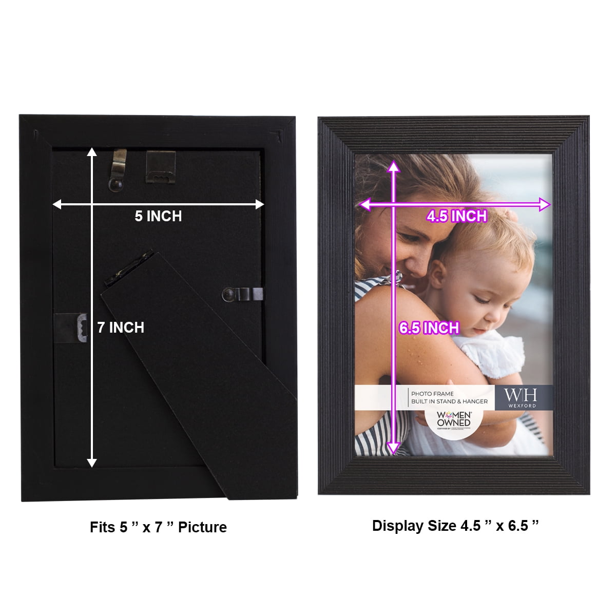 Premium Ebony Solid Wood Picture Frame, 5" x 7"