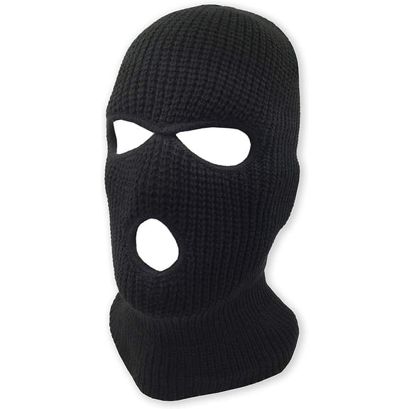 GRNSHTS Unisex 3 Hole Winter Knitted Mask, Outdoor Sports Full Face Cover Ski Mask Warm Knit Balaclava for Adult (Black)