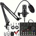 thumbnail image 1 of Podcast Equipment Bundle, V8s Audio Interface With All In One Live Sound Card And BM800 Condenser Microphone, Podcast Microphone, Perfect For Recordin, 1 of 5