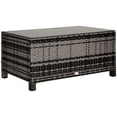thumbnail image 1 of Grey PE Rattan Outdoor Side Table w/ Glass Top - Patio Garden Coffee Table - 33.5" x 19.8" - Weather-Resistant for Balcony & Entryway Use, 1 of 7