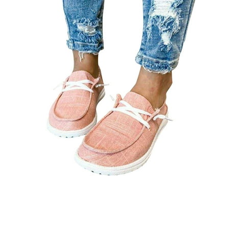 

Lacyhop Womens Canvas Print Pumps Slip On Flats Loafers Sneakers Casual Boat Shoes Sizes