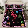 thumbnail image 2 of Homewish Cartoon Unicorn Flamingo Twin Sheet Sets,Chic Leopard Print Twin Fitted Sheet,Tropical Botanical Cacrus Flat Sheet For Girls Kids,Microfiber Bedroom Decor,3 Pieces, 2 of 7