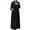 Black, variant on GigrtiJin Women's Fall Plus Size Crewneck Maxi Dress Elegant Lantern Long Sleeve Pleated Front Solid Color Dresses