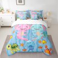 thumbnail image 2 of Manfei Sea Axolotl Bedding Comforter Set 7pcs, Ocean Animal Crab Fish King Bedding Sets, Cartoon Blue Bed Sheets, Breathable Home Decor, 2 of 8