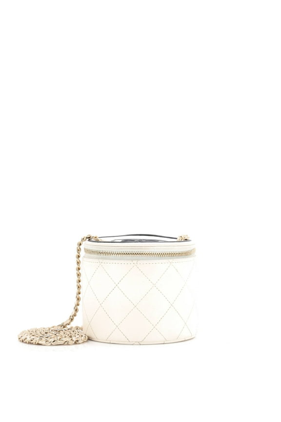 Pre-Owned CC Round Vanity Case with Chain Quilted Lambskin Mini By Rebag